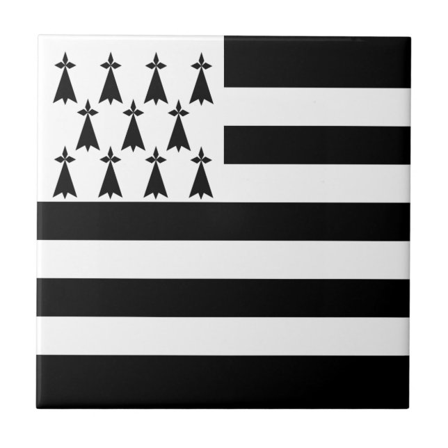 Patriotic Brittany Flag Ceramic Tile (Front)