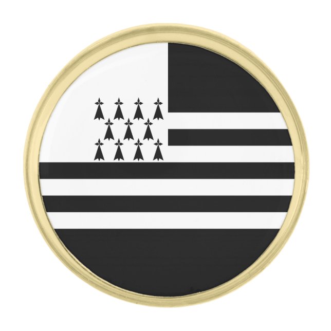 Patriotic Brittany Flag Gold Finish Lapel Pin (Front)