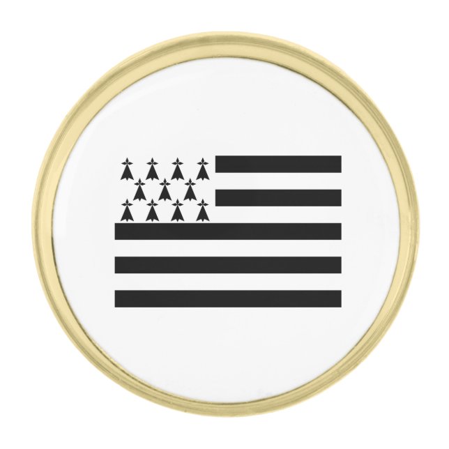 Patriotic Brittany Flag Gold Finish Lapel Pin (Front)