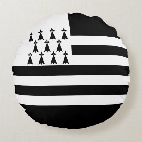 Patriotic Brittany Flag Round Pillow