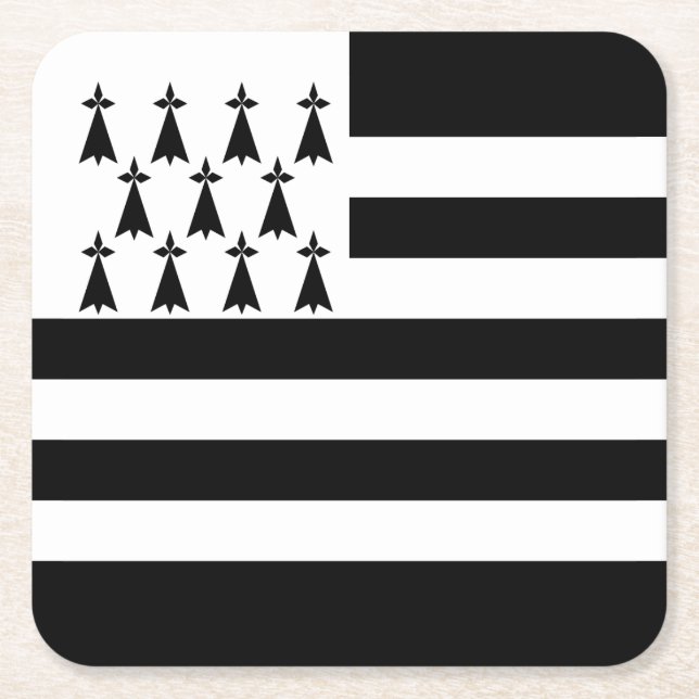 Patriotic Brittany Flag Square Paper Coaster (Front)