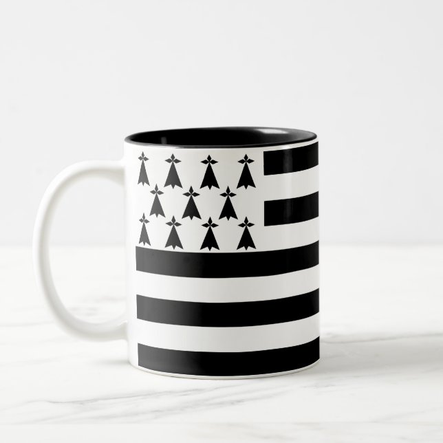 Patriotic Brittany Flag Two-Tone Coffee Mug (Left)