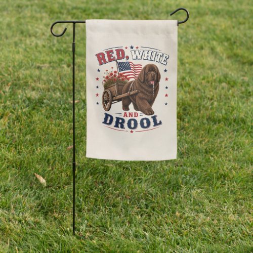 Patriotic Brown Newfound Dog  Garden Flag