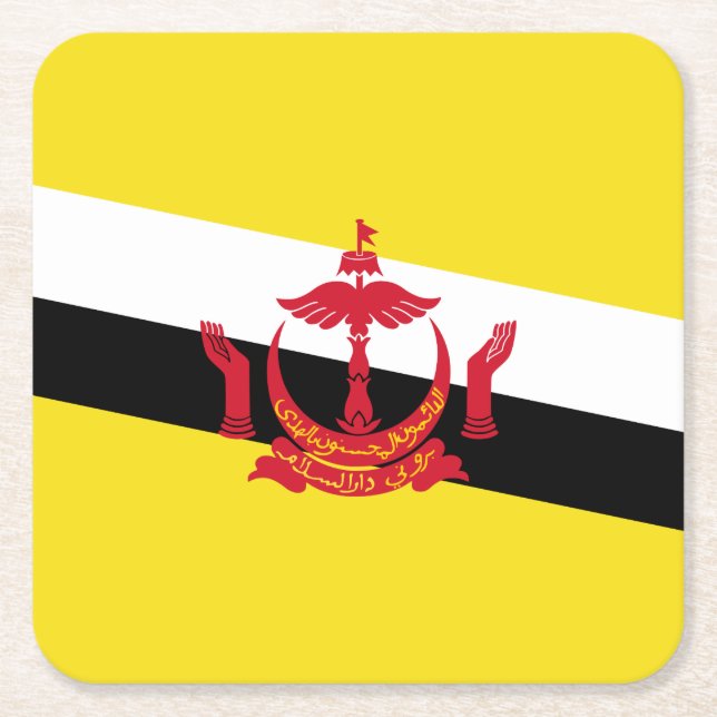 Patriotic Brunei Flag Square Paper Coaster (Front)