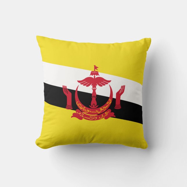 Patriotic Brunei Flag Throw Pillow (Front)