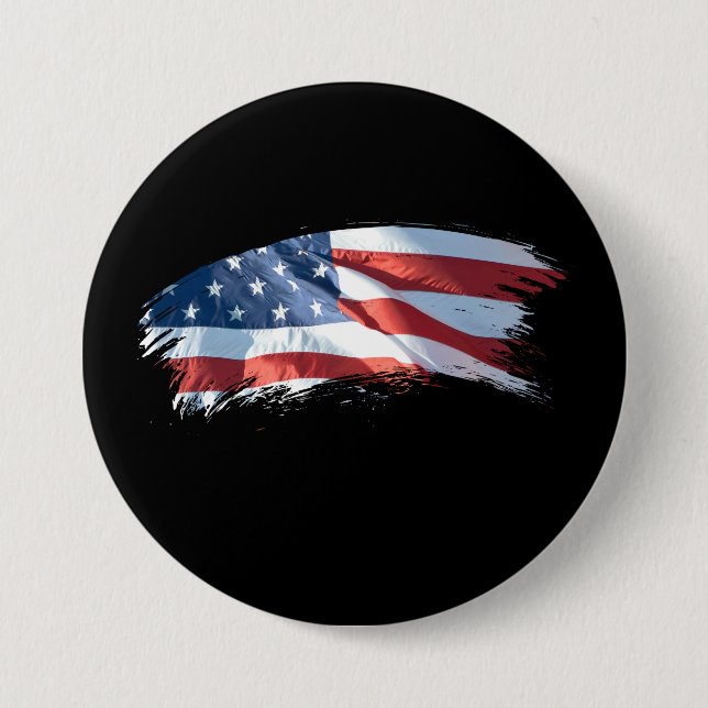 Patriotic Brush Stroke American Flag Button (Front)