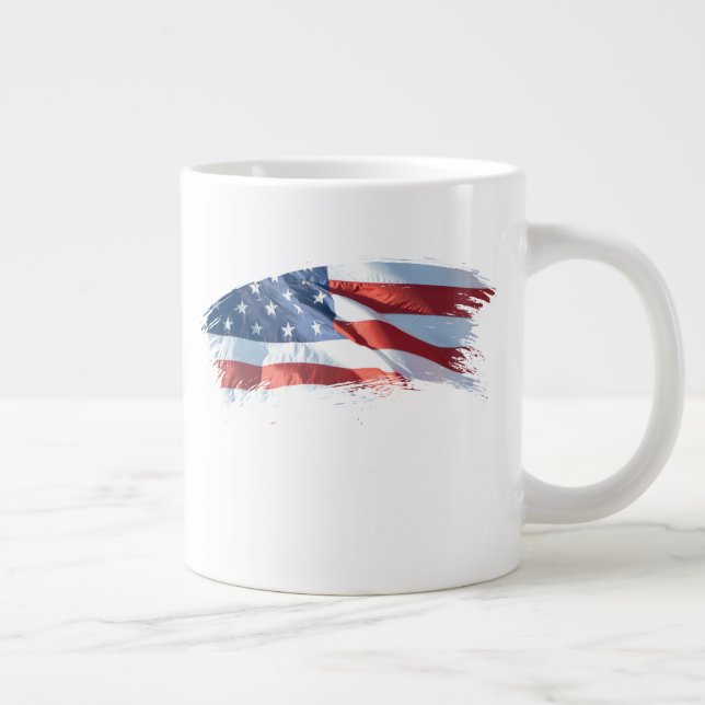 Patriotic Brush Stroke American Flag Giant Coffee Mug (Right)