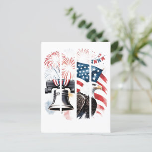 Patriotic Brushstroke – Fireworks, Flag, Eagle Postcard