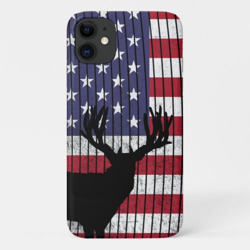Patriotic Buck Deer Hunting  iPhone 11 Case