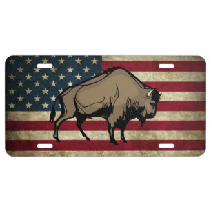 PATRIOTIC BUFFALO LICENSE PLATE