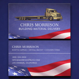 Patriotic Building Material Delivery Truck Business Card