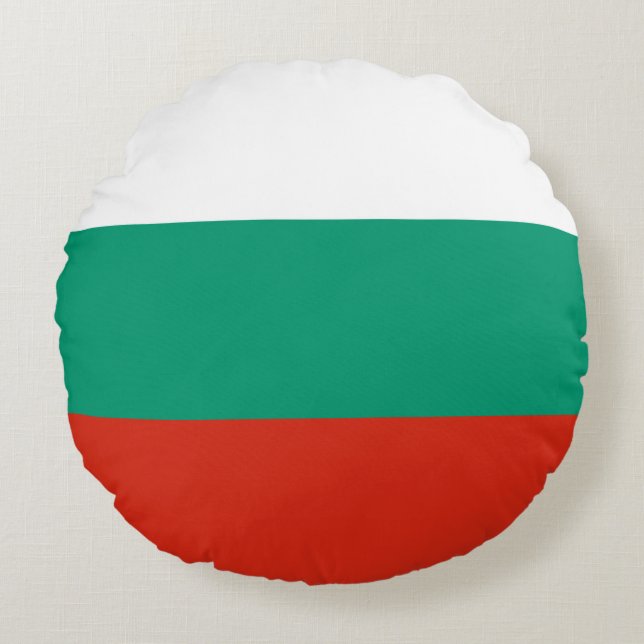 Patriotic Bulgarian Flag Round Pillow (Front)
