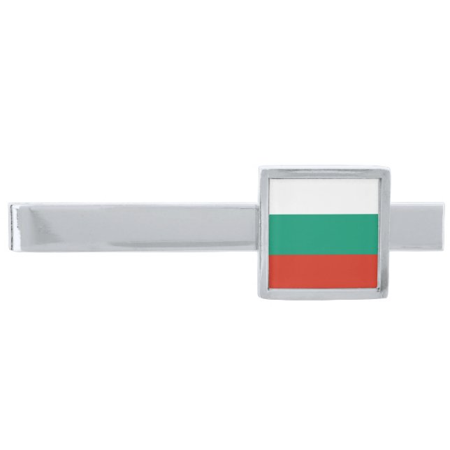 Patriotic Bulgarian Flag Silver Finish Tie Bar (Front)
