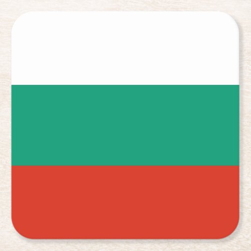 Patriotic Bulgarian Flag Square Paper Coaster