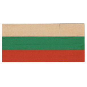 Patriotic Bulgarian Flag Wood Flash Drive