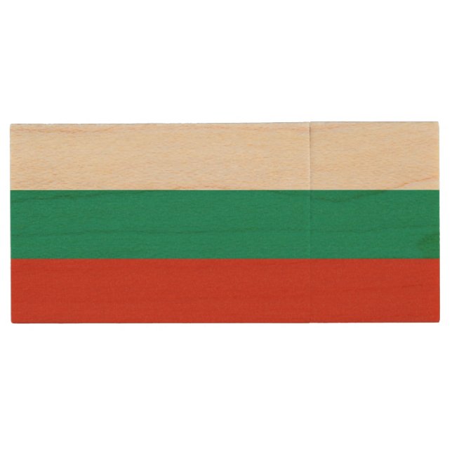 Patriotic Bulgarian Flag Wood Flash Drive (Front)