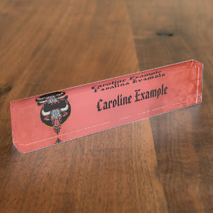 Patriotic bull head, an American bull. Desk Name Plate