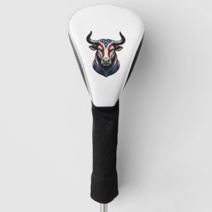 Patriotic Bull Head Vintage Engraving Design_1 Golf Head Cover