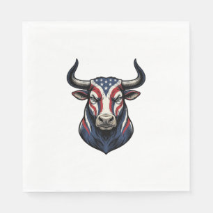 Patriotic Bull Head Vintage Engraving Design_1 Napkins
