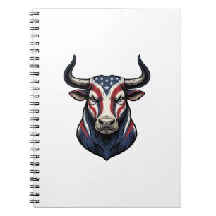 Patriotic Bull Head Vintage Engraving Design_1 Notebook