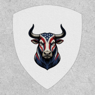 Patriotic Bull Head Vintage Engraving Design_1 Patch