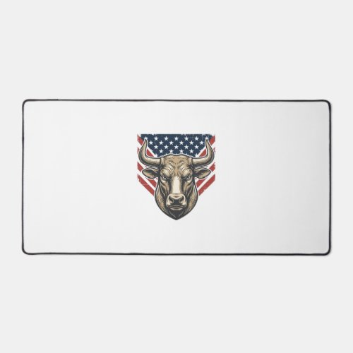 Patriotic Bull Head Vintage Engraving Vector Art_1 Desk Mat