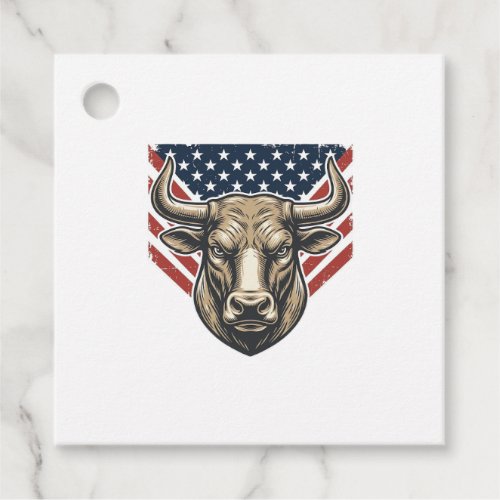 Patriotic Bull Head Vintage Engraving Vector Art_1 Favor Tags