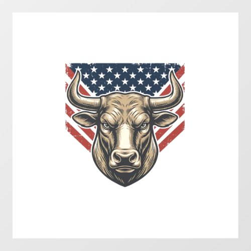 Patriotic Bull Head Vintage Engraving Vector Art_1 Floor Decals