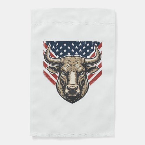 Patriotic Bull Head Vintage Engraving Vector Art_1 Garden Flag