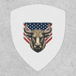Patriotic Bull Head Vintage Engraving Vector Art_1 Patch