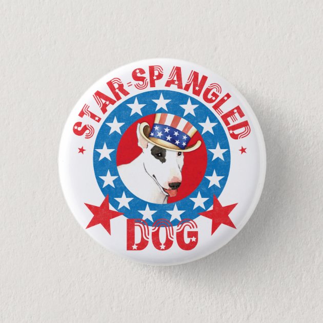 Patriotic Bull Terrier Pinback Button 2.25" 4th of July Dog Party Favors & Gifts 