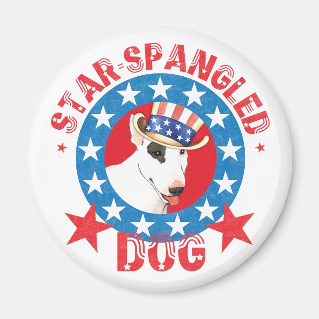 Patriotic Bull Terrier Magnet (Front)