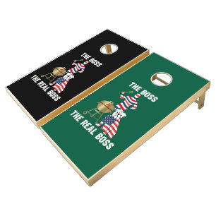 Patriotic Bulldog BBQ The Real Boss Cornhole Set