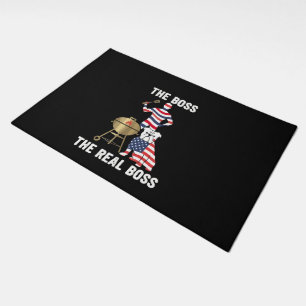  Patriotic Bulldog BBQ The Real Boss Doormat