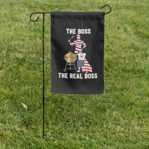 Patriotic Bulldog BBQ The Real Boss Garden Flag