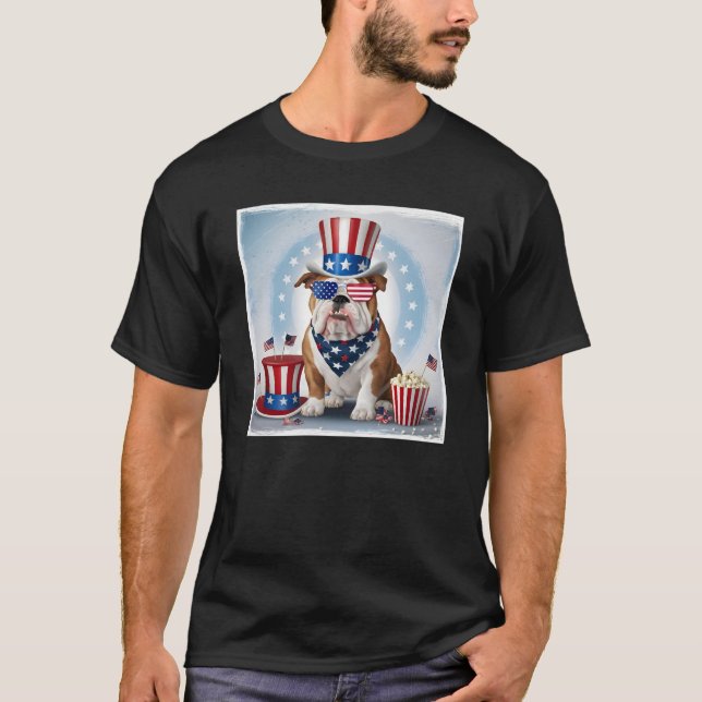 Patriotic Bulldog Design - Celebrate America day T-Shirt (Front)