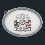 Patriotic Bulldog Fireworks Vintage Engraving Desi Belt Buckle<br><div class="desc">Patriotic Bulldog Fireworks Vintage Engraving Design_1</div>