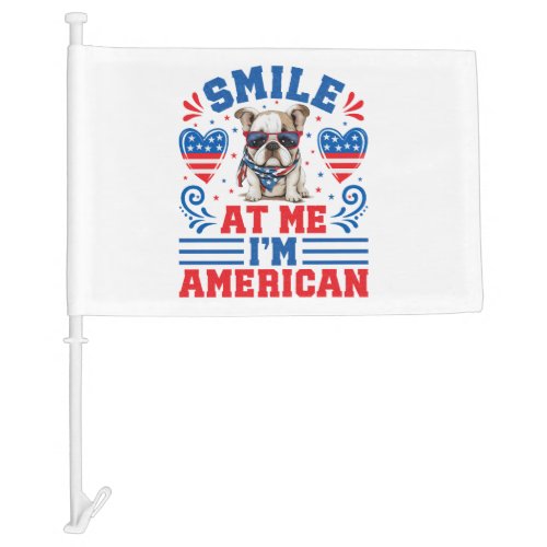 Patriotic Bulldog for 4th Of July Car Flag