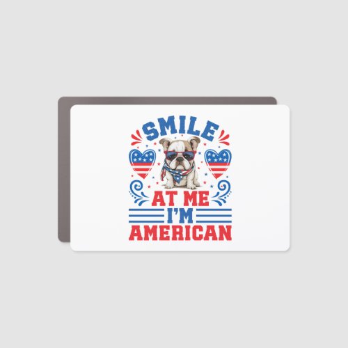 Patriotic Bulldog for 4th Of July Car Magnet