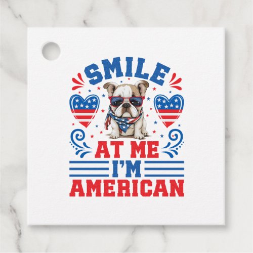 Patriotic Bulldog for 4th Of July Favor Tags