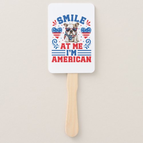 Patriotic Bulldog for 4th Of July Hand Fan
