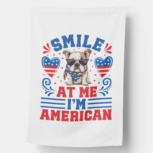 Patriotic Bulldog for 4th Of July House Flag