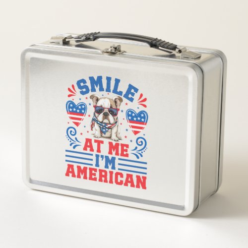 Patriotic Bulldog for 4th Of July Metal Lunch Box