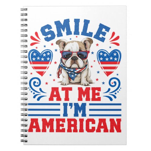Patriotic Bulldog for 4th Of July Notebook