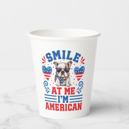 Patriotic Bulldog for 4th Of July Paper Cups