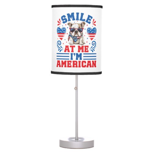 Patriotic Bulldog for 4th Of July Table Lamp