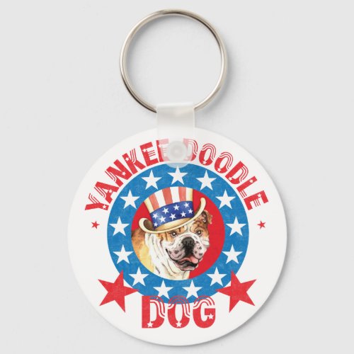 Patriotic Bulldog Keychain