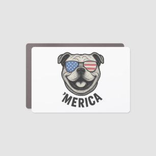 Patriotic Bulldog 'MERICA – USA Flag Sunglasses De Car Magnet