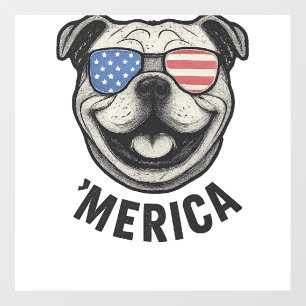Patriotic Bulldog 'MERICA � USA Flag Sunglasses De Floor Decals