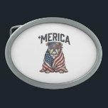 Patriotic Bulldog 'Merica Vintage Vector Shirt Des Belt Buckle<br><div class="desc">Patriotic Bulldog 'Merica Vintage Vector Shirt Design_1</div>